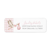 Preppy Southern Pink Stork Adresetiketten Etiket (Voorkant)