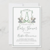 Preppy Southern Sage Boy Elephant Baby shower Kaart (Voorkant)