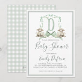 Preppy Southern Sage Boy Lamb Baby shower Kaart (Voorkant / Achterkant)