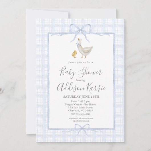 Preppy Southern silly goose boy baby shower invite Kaart (Voorkant)