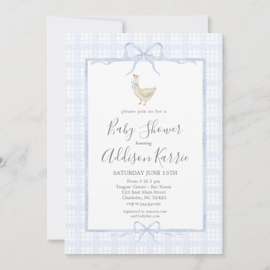Preppy Southern silly goose boy baby shower invite Kaart (Voorkant)