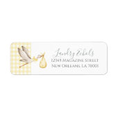 Preppy Southern Yellow Stork Adresetiketten Etiket (Voorkant)