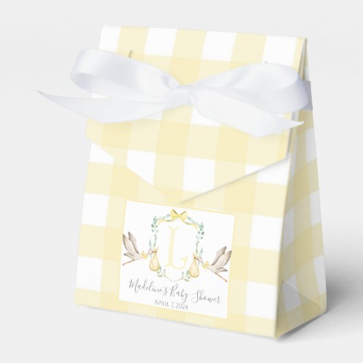 Preppy Southern Yellow Stork-Baby shower Bedankdoosjes (Voorkant Zijde)