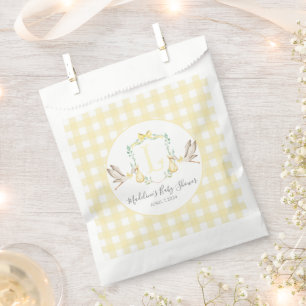 Preppy Southern Yellow Stork-Baby shower Bedankzakje
