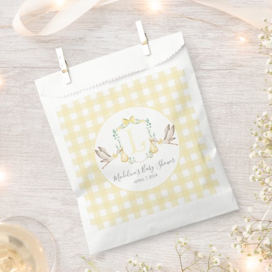 Preppy Southern Yellow Stork-Baby shower Bedankzakje (Geknipt)