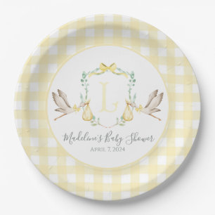 Preppy Southern Yellow Stork-Baby shower Papieren Bordje