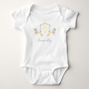 Preppy Southern Yellow Stork Girl Baby shower Romper