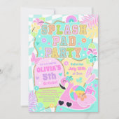Preppy Splash Pad Party Cute Girly Pool Birthday Kaart (Voorkant)