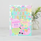 Preppy Splash Pad Party Cute Girly Pool Birthday Kaart (Staand voorkant)