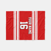 Preppy Sporty Red met White Stripes Team Jersey Fleece Deken (Voorkant (Horizontaal))
