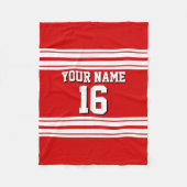Preppy Sporty Red met White Stripes Team Jersey Fleece Deken (Voorkant)
