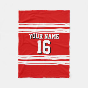 Preppy Sporty Red met White Stripes Team Jersey Fleece Deken