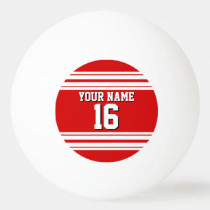 Preppy Sporty Red met White Stripes Team Jersey Pingpongbal