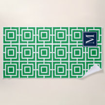 Preppy Square Lattice Monogram – Green & Navy
