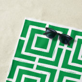 Preppy Square Lattice Monogram – Green & Navy Strandlaken (In situ)