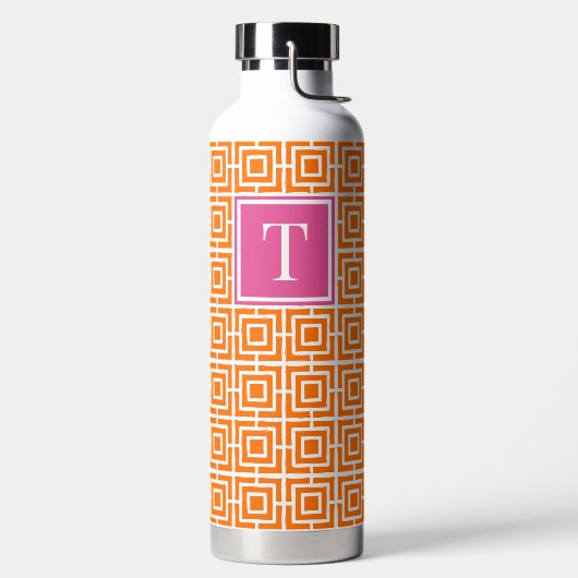 Preppy Square Lattice Monogram Orange & Hot Pink Waterfles (Links)