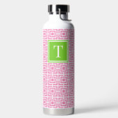 Preppy Square Lattice Monogram – Pink & Lime Waterfles (Links)
