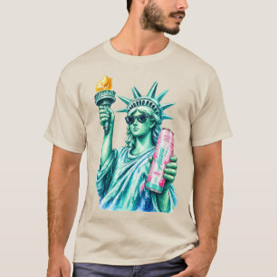 Preppy Standbeeld van de Vrijheid Katoenen Candy E T-shirt