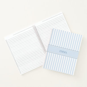 Preppy Stofblauw Gestreepte Eenvoudige Gepersonali Notitieboek