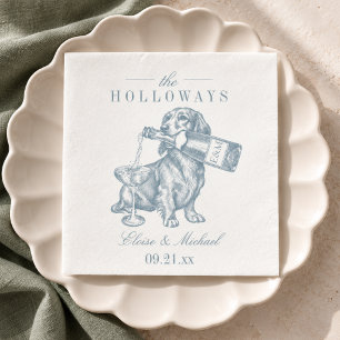 Preppy Stofblauwe Dachshund Trouwdag Servet