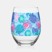 Preppy Strand Roze Krabben Schelpen  Wijnglas Zonder Voet (Voorkant)