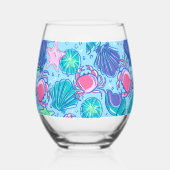Preppy Strand Roze Krabben Schelpen  Wijnglas Zonder Voet (Achterkant)