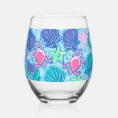 Preppy Strand Roze Krabben Schelpen  Wijnglas Zonder Voet (Links)