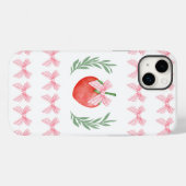 Preppy Strawberry Pink Gingham Bows Laurel Krans Case-Mate iPhone Case (Achterkant (horizontaal))