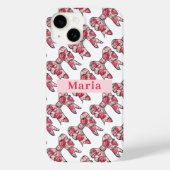 Preppy Strawberry Roze Bogen Gepersonaliseerd Case-Mate iPhone Case (Achterkant)