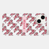 Preppy Strawberry Roze Bogen Gepersonaliseerd Case-Mate iPhone Case (Achterkant (horizontaal))