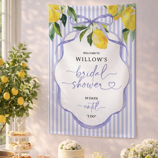 Preppy Streep Citrus Bruiloftsfeest Decoratie Spandoek