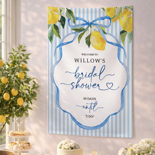 Preppy Streep Citrus Bruiloftsfeest Decoratie Spandoek