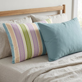 Preppy Streep Lila Groen Terracotta Crème  Kussensloop