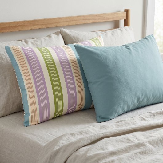 Preppy Streep Lila Groen Terracotta Crème  Kussensloop