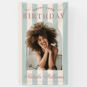 Preppy Strepen 30e Verjaardagsfeest Welkom Foto Spandoek