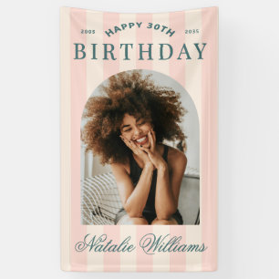Preppy Strepen 30e Verjaardagsfeest Welkom Foto Spandoek