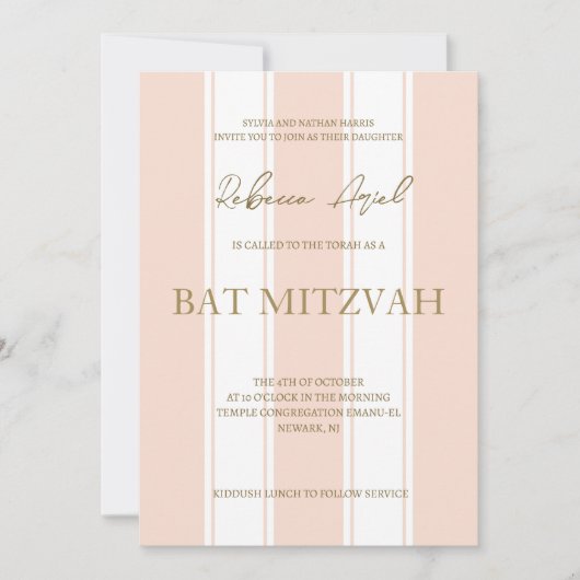Preppy strepen girly Bat Mitswa Kaart (Voorkant)