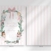 Preppy Stripe Bow Nutcracker Ballet First Birthday Kaart