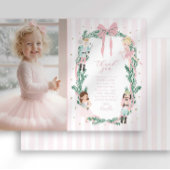 Preppy Stripe Bow Nutcracker Ballet Thank You Card Kaart