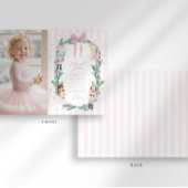 Preppy Stripe Bow Nutcracker Ballet Thank You Card Kaart