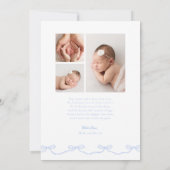 Preppy Stripe Bow Photo Birth Announcement Aankondiging (Achterkant)