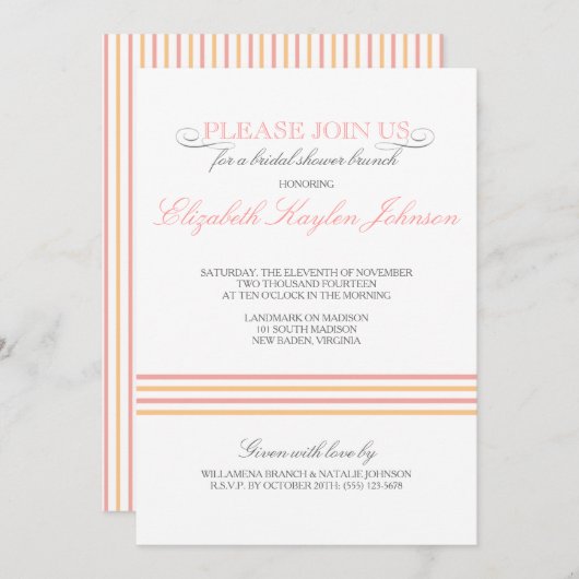 Preppy Stripe Bridal Shower Kaart (Voorkant / Achterkant)