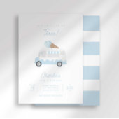 Preppy Stripe Ice Cream Truck Birthday Invitation Kaart