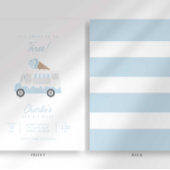 Preppy Stripe Ice Cream Truck Birthday Invitation Kaart