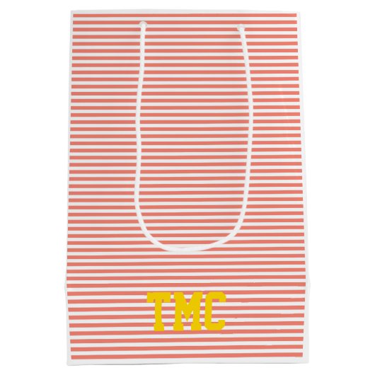 Preppy Stripe INITIALEN sinaasappel wit geel moder Medium Cadeauzakje (Achterkant)