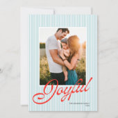 Preppy Stripe Lt. Blue Red Retro Christmas Photo Feestdagenkaart (Voorkant)