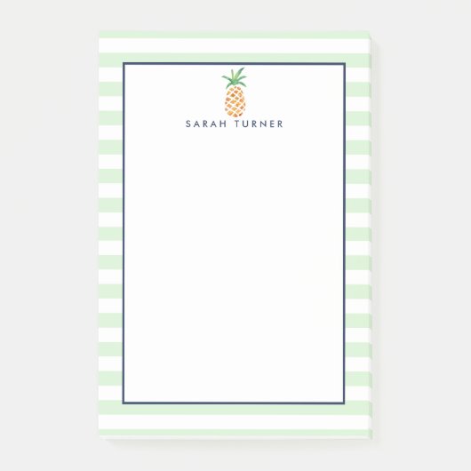 Preppy Stripe Pineapple op maat Post-it® Notes (Voorkant)