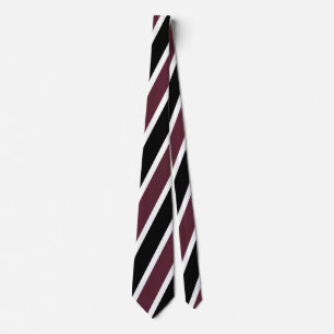 Preppy Stripe Stropdas - Maroon, zwart-wit