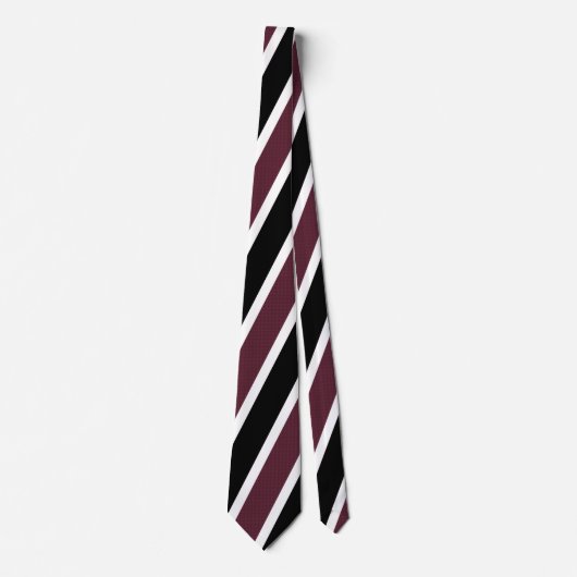 Preppy Stripe Stropdas - Maroon, zwart-wit (Voorkant)