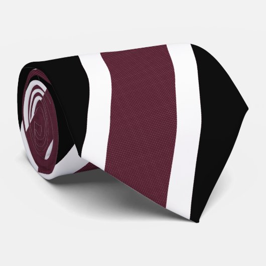 Preppy Stripe Stropdas - Maroon, zwart-wit (Opgerold)